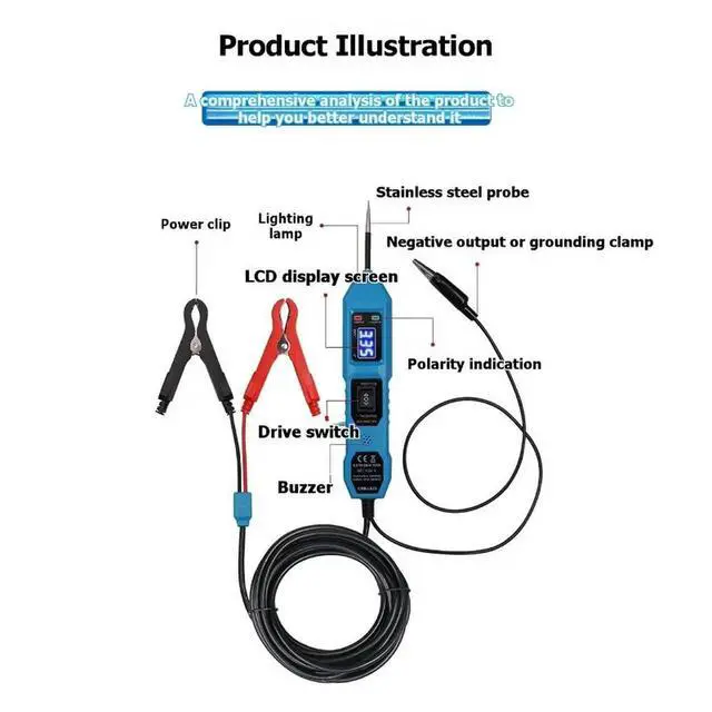 Alt view image 3 of 6 - Universal Car Power Circuit Probe Tester Circuit Short Circuit Detector LCD Digital Display Diagnostic Tool