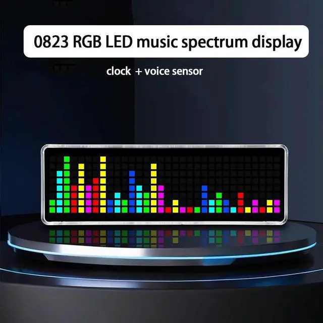 Main image of 0823 RGB led music spectrum display screen voice control with Clock display Music rhythm light