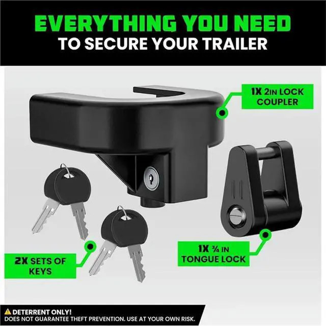 Alt view image 2 of 3 - Trailer Coupler Locks(For 2") Heavy Duty Anti-Theft Hitch Lock Kit For RV, Camper, Boat Trailer