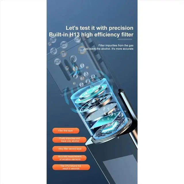 Alt view image 2 of 6 - Non-Contact Alcohol Tester with LED Digital Display C09 Alcoholmeter Alcohol Tester TYPE-C Chargeing Diagnostic Tool
