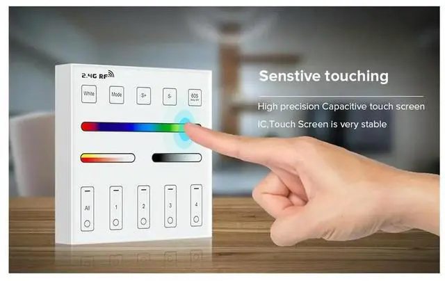 Alt view image 3 of 6 - uyuy Panel Remote for RGB RGBW RGBCCT, 2.4G Radio Frequency, Wall Mounted, 4 Zones Control