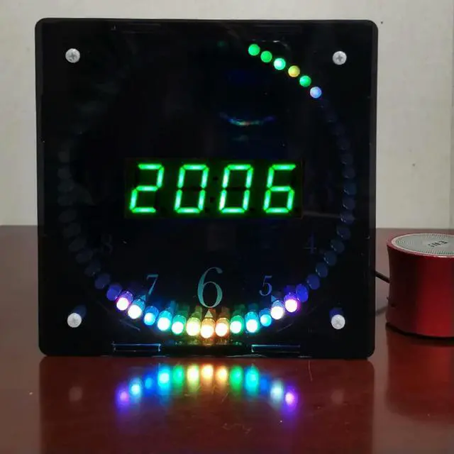 Alt view image 3 of 3 - diy electronic clock kit RGB colorful LED green digital tube temperature remote control music spectrum 12/24H with shell