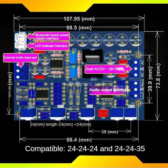 Alt view image 2 of 3 - HiFi Class A Preamp Tone Board OPA2604 OP AMP Audio Preamplifier Potentiometer Extension AC 12V-15V