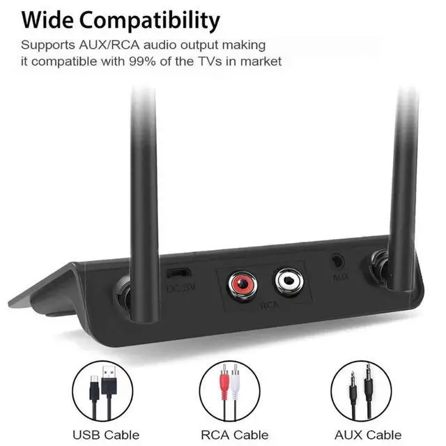 Alt view image 2 of 3 - Bluetooth 5.0 Transmitter Receiver Aptx HD LL Low Latency Audio Adapter 3.5mm AUX RCA Jack for PC TV Headphones