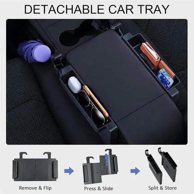 Alt view image 2 of 3 - 2 In 1 Steering Wheel Tray With Detachable Seat Organizers In-Car Steering Wheel Tray