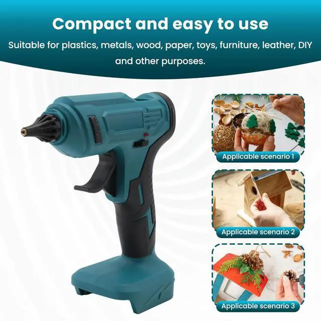 Alt view image 3 of 6 - Cordless Hot Melt Glue Gun Rechargeable with 10pc 11mm Glue Sticks DIY Repair Tool for Makita 18V Pin