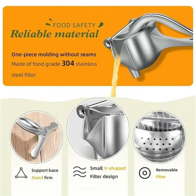 Alt view image 2 of 6 - Thickened Manual Juicer + 10 Filter Bags Orange Juice Press Aluminum Alloy Home Juicing Essential for Lemon Orange Grape