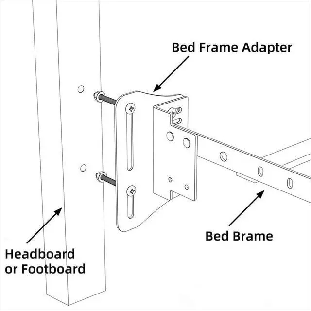 Alt view image 2 of 3 - 2PCS Heavy Duty Bed Frame Adapter/Connector Plate for Headboard, Adjustable l Frame Modification Brackets