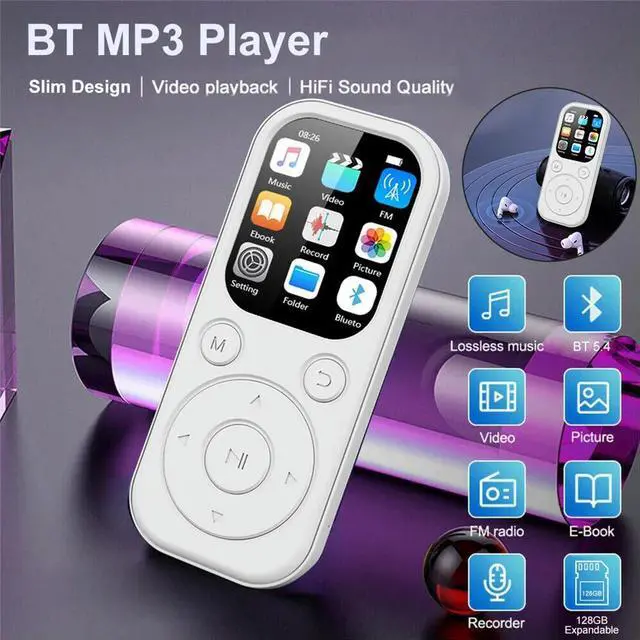 Main image of MP3 Player Bluetooth 5.4 Video Music Player Sports Mini MP3 with Screen Support FM Radio Recording E-Book