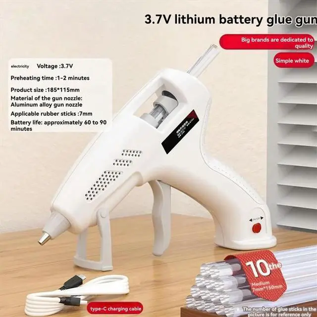 Main image of Mini Pink Rechargeable Hot Silicone Machine,7mm Cordless 3.7V,60 Min Use,Type-C Charging, Kids DIY Tools