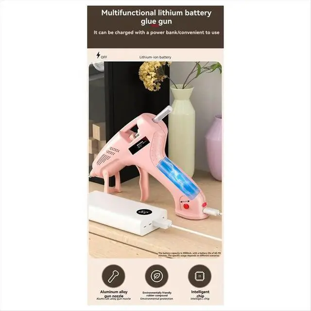 Alt view image 3 of 6 - Mini Pink Rechargeable Hot Silicone Machine,7mm Cordless 3.7V,60 Min Use,Type-C Charging, Kids DIY Tools
