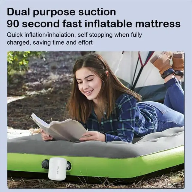 Main image of Mini Air Pump Electric Inflator Pump for Air Mattresses Inflate Deflate Beds Swimming Ring Outdoor Camping Pump