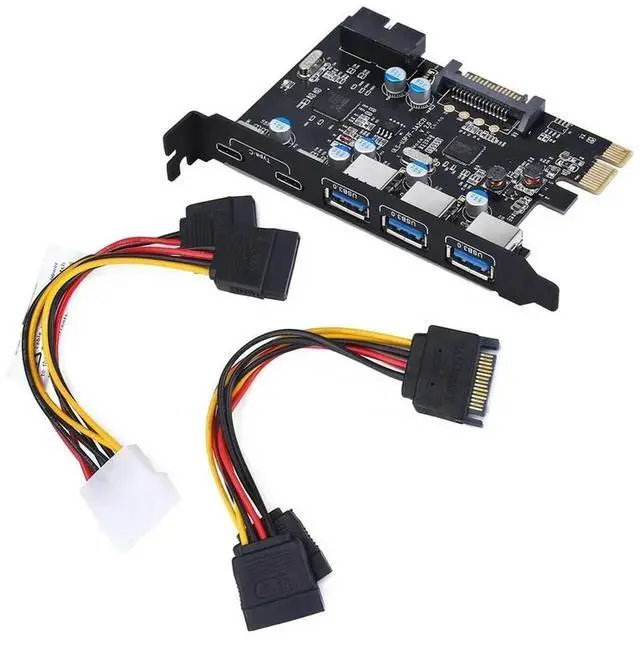 Alt view image 3 of 3 - PCI Express Card To 3 PORTS USB 3.0 2 PORTS USB3.1 Type C Internal USB 3.0 20PIN 7 Ports USB HUB Pcie To Tyoe-c Expansion Card