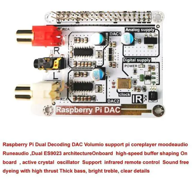 Alt view image 2 of 3 - Volumio Mode Raspberry Pi DAC HIFI Dual ES9023 Decode DAC I2S Board + Remote Control