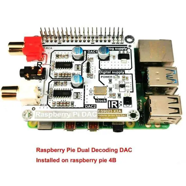 Alt view image 3 of 3 - Volumio Mode Raspberry Pi DAC HIFI Dual ES9023 Decode DAC I2S Board + Remote Control