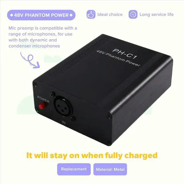 Alt view image 2 of 6 - PH-C1 Microphone Preamp 48V Phantom Power Compact High Gain Microphone Booster Microphones Music Recording Equipment A