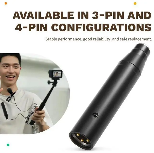 Alt view image 2 of 3 - 48V Phantom Power Mic Musical Instrument Microphone Adapter Male XLR for Shure 4 Pin TA4F Lavalier Headset