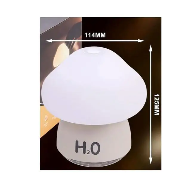 Alt view image 3 of 3 - Mushroom Humidifier Lamp with 8 RGB Colors Lights,Rechargeable ,with Two Spray Modes,Touch Night Light