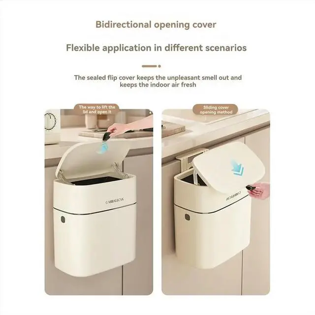 Main image of Home Kitchen Toilet Hanging Trash Can Square Design Convenient Flip Cover