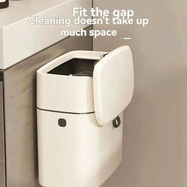 Alt view image 2 of 3 - Home Kitchen Toilet Hanging Trash Can Square Design Convenient Flip Cover