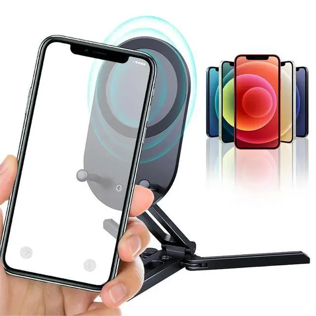 Alt view image 2 of 6 - Magnetic Phone Holder Foldable Desktop Aluminum Alloy Phone Holder Compatible with Most Phone