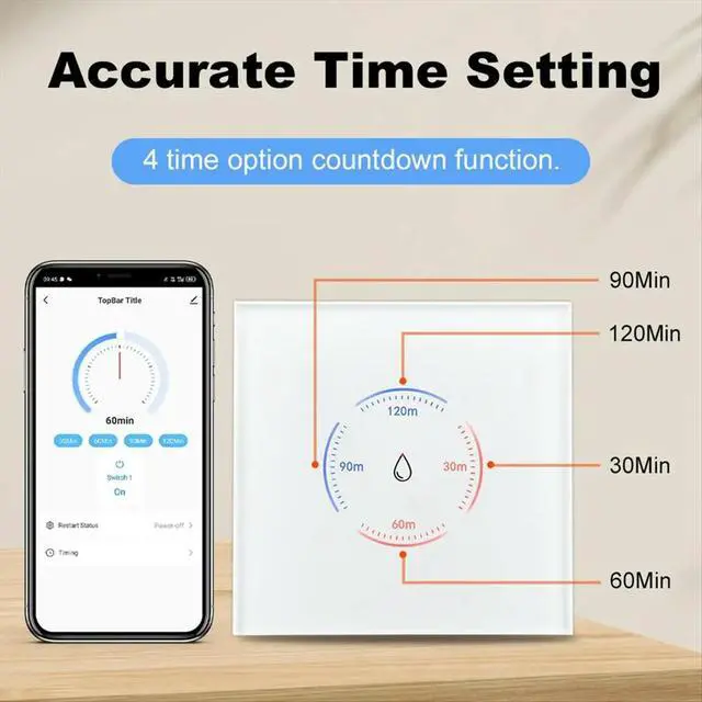 Alt view image 2 of 6 - Tuya EU Water Heater Boiler Switch 40A 8000W Life App Control Switch Works for Alexa Google Home B