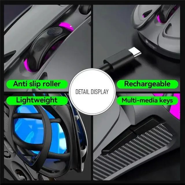 Alt view image 3 of 6 - Bluetooth Mouse Tri-Mode BT/2.4G/Wired 10000 DPI 1000Hz Universal Gaming Mouse for Android IOS PC Laptop B