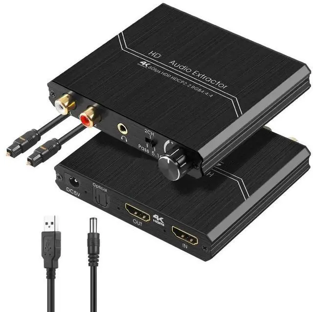 Main image of HDMI-compatible Audio Extractor 4K60HZ, HDMI2.0b Audio Converter Adapter, +Optical SPDIF+ 3.5mm RCA R/L Audio Out Volume