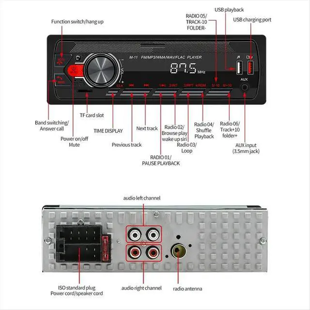 Alt view image 3 of 6 - Universal Multimedia Player for Car, 1 Din MP3 Car Radio, Audio Stereo, Bluetooth, Automotive, Colorful Buttons, 1 Din