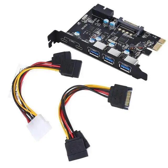Alt view image 2 of 3 - PCIE To 5 Ports USB3.0 Converter Dual Ports USB3.1 Type-c PCI Express Expansion Card Internal USB 3.0 for Mac Pro Fresco Fl1100