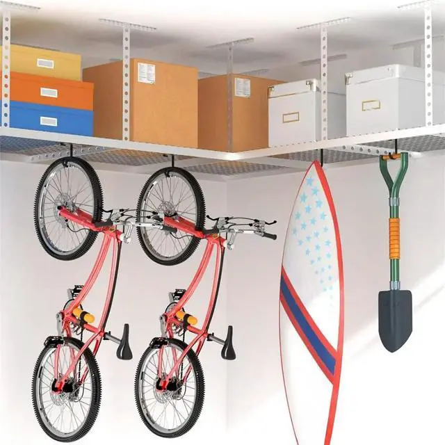 Main image of Bike Hooks for Garage Ceiling Mount Rack.4X8 Overhead Garage Rack for Ceiling Hanging Bicycle Shelves 4pcs