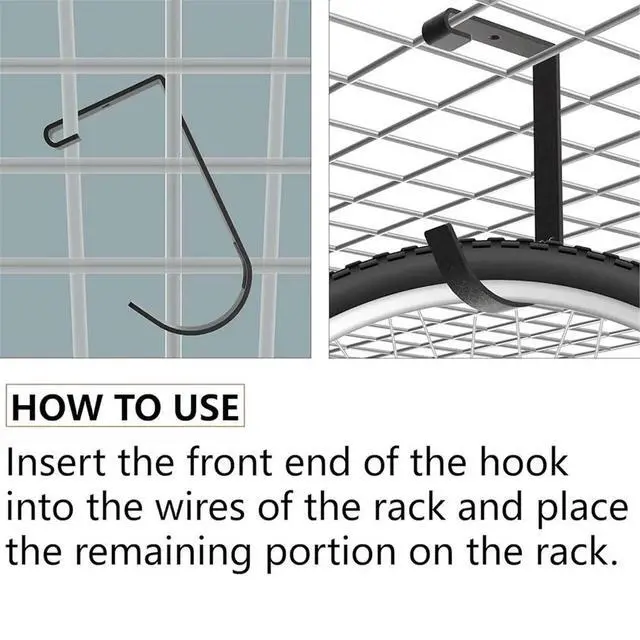 Alt view image 3 of 3 - Bike Hooks for Garage Ceiling Mount Rack.4X8 Overhead Garage Rack for Ceiling Hanging Bicycle Shelves 4pcs