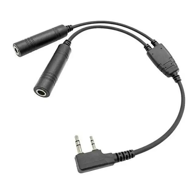 Alt view image 3 of 3 - 3X GA Dual Plugs Aviation Headphone To 2-Pin Pilot Headset Connector Convert Cable For Baofeng UV-5R 888S Kenwood