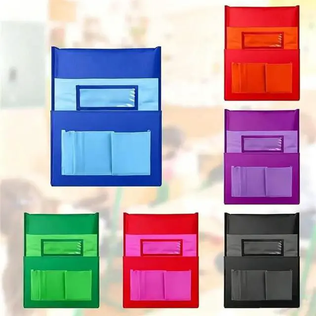 Main image of Name Tag Included 6 Pack Chairback Pocket Chart Student Chair Pockets Organizer For Kids For Keeping School Table Desk O
