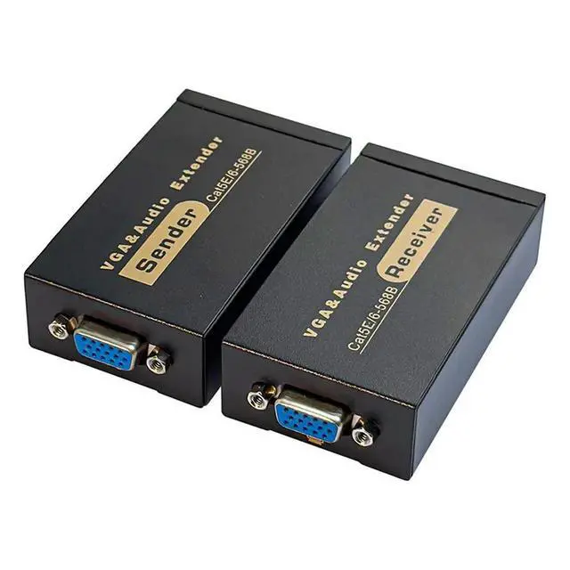 Alt view image 3 of 3 - 100M 328ft VGA Video Audio Signal Extender RJ45 CAT5e/6 1080P HD Extension Adapter 1920x1440 @60Hz EU US Plug