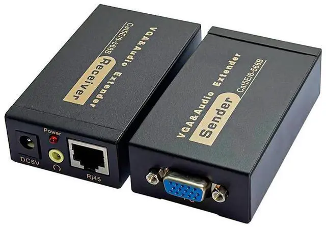 Main image of 100M 328ft VGA Video Audio Signal Extender RJ45 CAT5e/6 1080P HD Extension Adapter 1920x1440 @60Hz EU US Plug