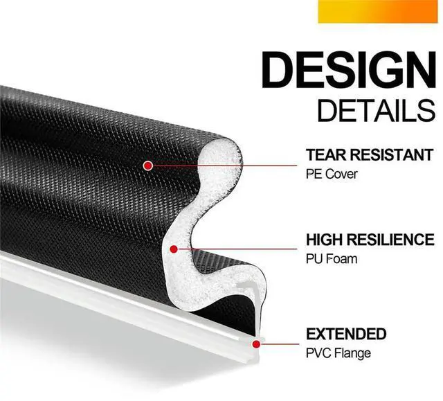 Alt view image 2 of 6 - Large Size Weather Stripping Door Seal for Large Gaps Door Seal Strip 18.3m Easy Installation Soundproof & Weatherproof
