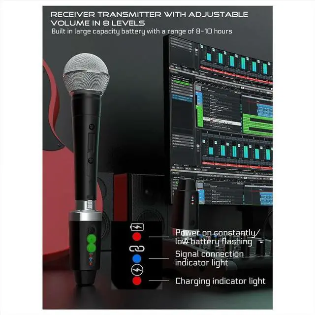 Alt view image 2 of 3 - XLR Adapter System Microphone Transmitter Receiver for Dynamic Microphone Guitar Audio Mixer PA System