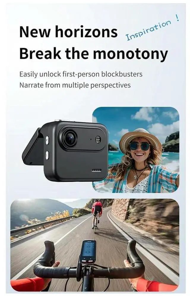 Main image of Mini Sports Camera 4K Ultra Clear Recording Vlog Recorder with Flip Screen, AntiShake, 143° WideAngle Black