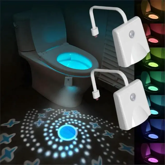 Alt view image 3 of 3 - 2pcs Toilet Night Light Charging Human Sensing Toilet Induction Light Colorful Projection Lamp Bathroom Lighting Decor