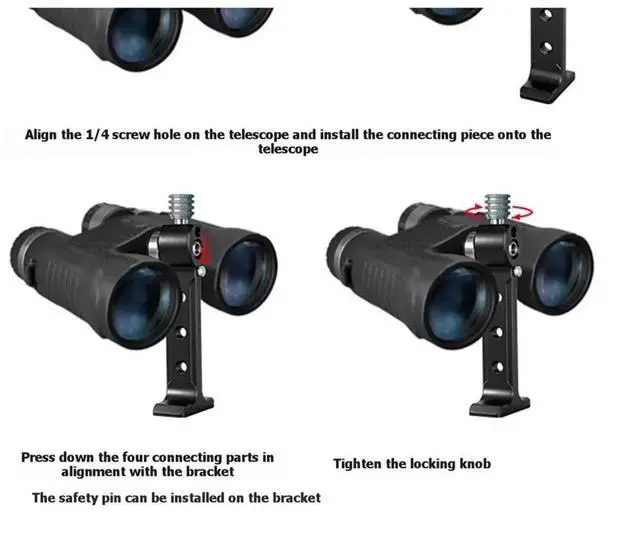 Alt view image 2 of 6 - Binoculars Mount, Aluminum Alloy, 1/4 Inch, Suitable for Tripods, Monopods, and Arca-Type Gimbals.