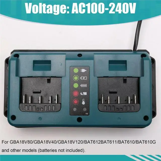 Alt view image 2 of 6 - 2 Port Li-Ion Charger Fast Charging for Bosch 18V 20V GBA18V80/GBA18V40/GBA18V120 EU Plug