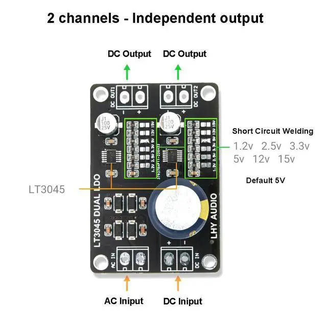 Alt view image 2 of 3 - LT3045 Low Noise Linear Regulator 1.2V 2.5V 3.3V 5V 9V 12V 15V DC Voltage For RF LNA Hi-Fi DAC/ADC Audio Power Board