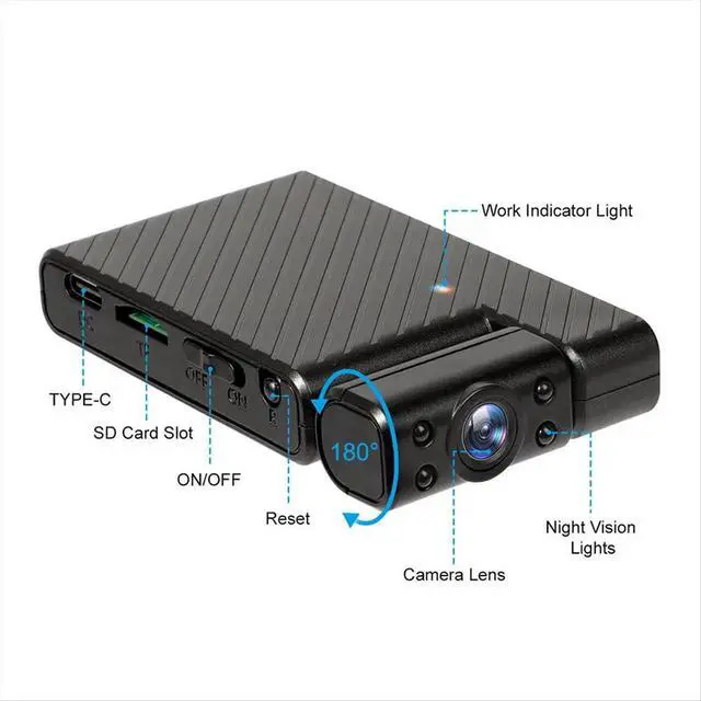 Alt view image 3 of 6 - Mini Camera Rotatable Lens Camcorder,HD Video,IR Night Vision Home Security Surveillance Cam