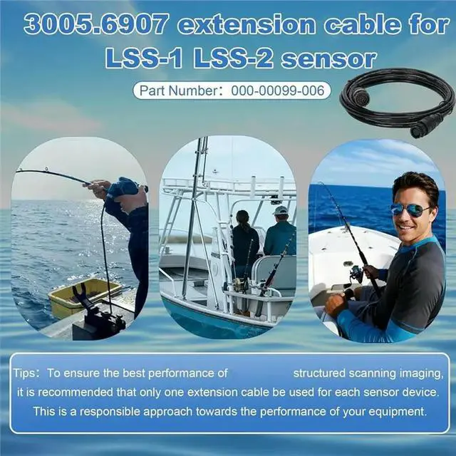Alt view image 2 of 3 - Structurescan For Lowrance LSS-1 LSS-2 3005.6907 9-Pin Transducer Extension Cable 10Ft, 000-00099-006 Marine Waterproof