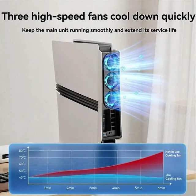 Alt view image 2 of 6 - Cooling Fan for PS5 Pro ligent Temperature Control Low Noise Fan for PS5 Pro Disc & Digital Edition