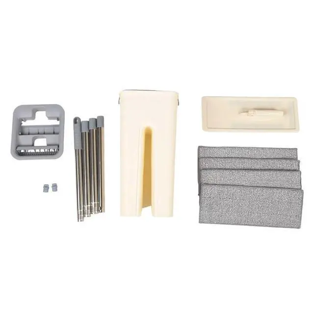 Alt view image 2 of 6 - Mop with Wringer Set with 4 Washable Microfiber Pads Wet and Dry Use for Wet Dry Use on Hardwood Laminate Flat Mop