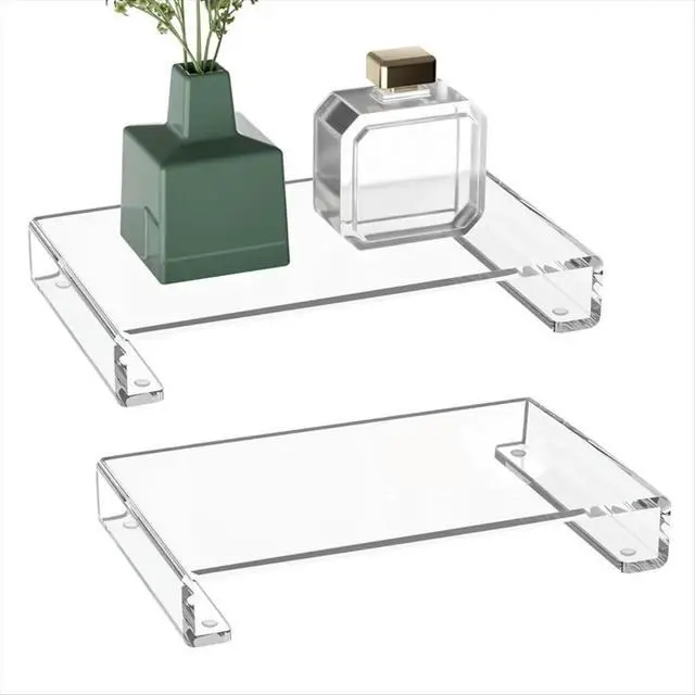 Alt view image 2 of 3 - Acrylic Bathroom Counter Tray: Water-Resistant Kitchen and Bathroom Tray Countertop Decor Candle Tray Decor 2 Pack