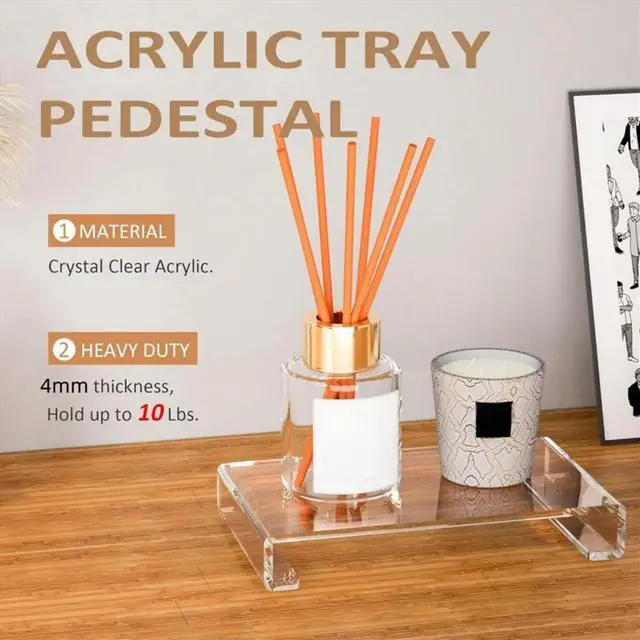 Main image of Acrylic Bathroom Counter Tray: Water-Resistant Kitchen and Bathroom Tray Countertop Decor Candle Tray Decor 2 Pack