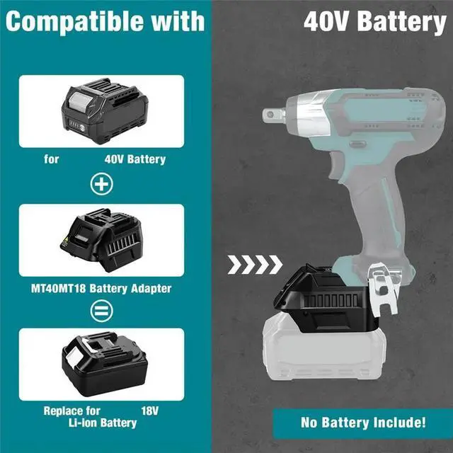 Main image of Adapter for Makita 40V Lithium BL4040 BL4025 BL4045 Convert to Work for Makita 18V Cordless Power Tool